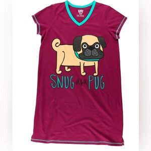 Lazy One Snug Pug Women's V-neck Nightshirt